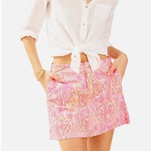Lilly Pulitzer Tiki Pink Tappin it Back Flamingo Print Nicki Skort 12